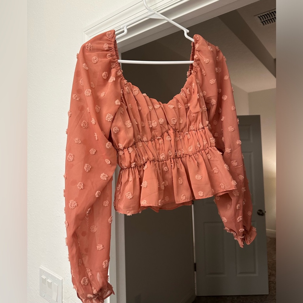 XS pink altard state puff long sleeve blouse